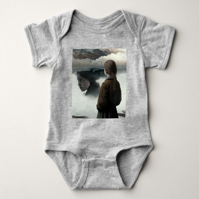 Girl with clouds baby bodysuit (Front)