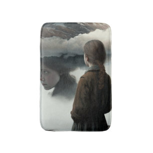 Girl with clouds bath mat