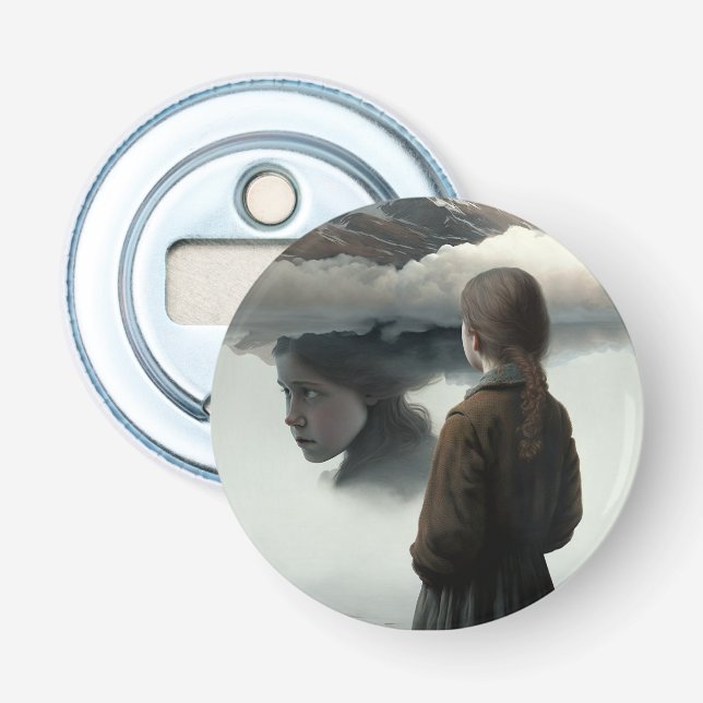 Girl with Clouds Bottle Opener (Front)