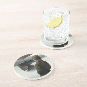 Girl with clouds coaster