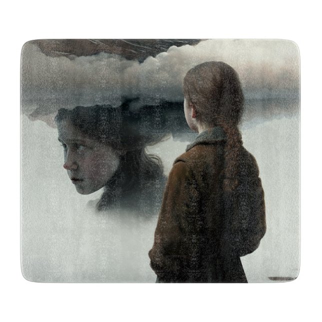 Girl with clouds cutting board (Front)