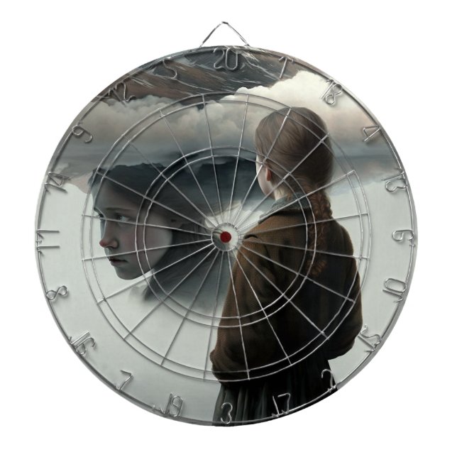 Girl with clouds dartboard (Front)