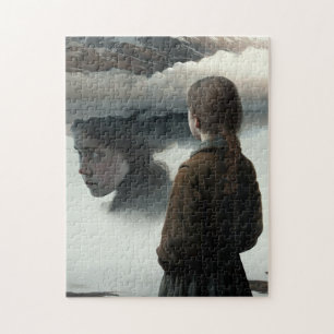 Girl with clouds jigsaw puzzle
