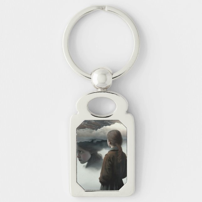 Girl with Clouds Key Ring (Front)