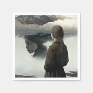 Girl with clouds napkin