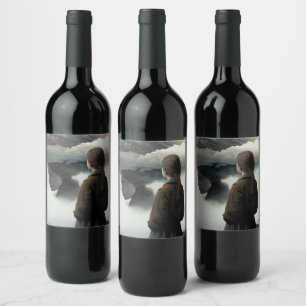 Girl with clouds wine label