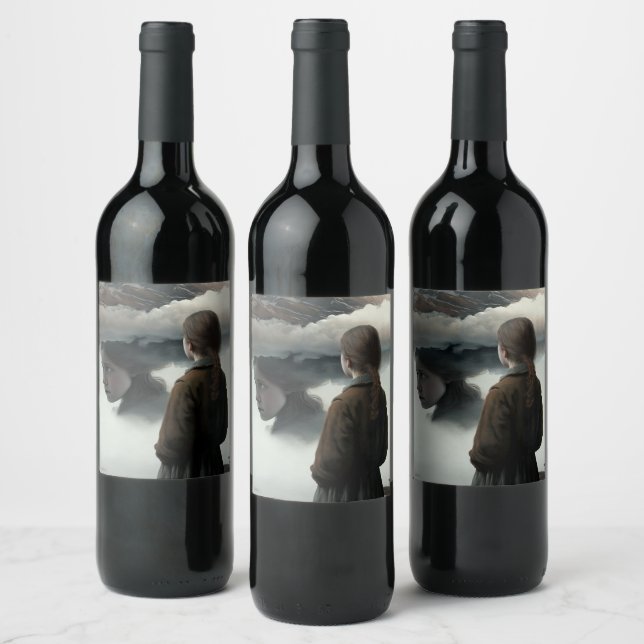 Girl with Clouds Wine Label (Bottles)