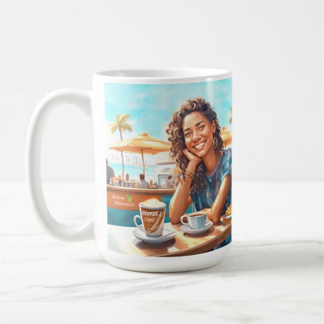 Girl with coffee break mug (Left)