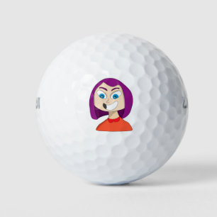 Girl with contagious smile golf balls