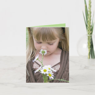 Girl With Daisy Bouquet Card