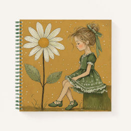 Girl with Daisy Square Spiral Notebook