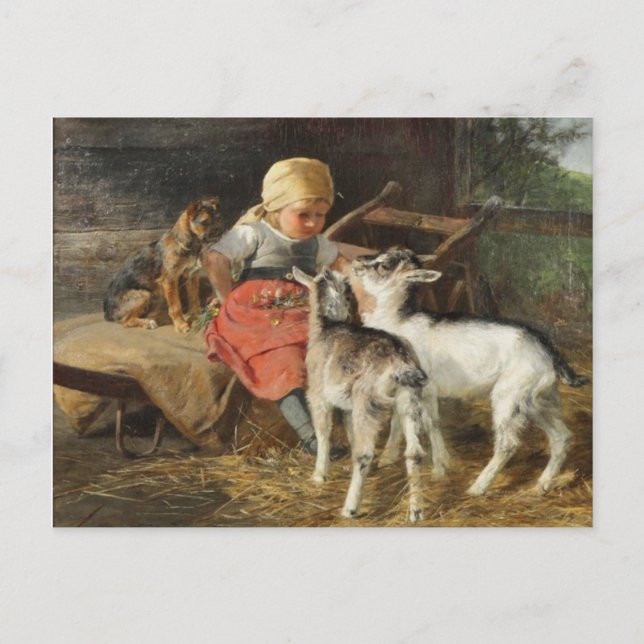 Girl with Dog and Kids Hermine Biedermann-Arendts Postcard (Front)