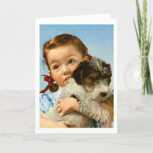 Girl with dog in Germany Holiday Card