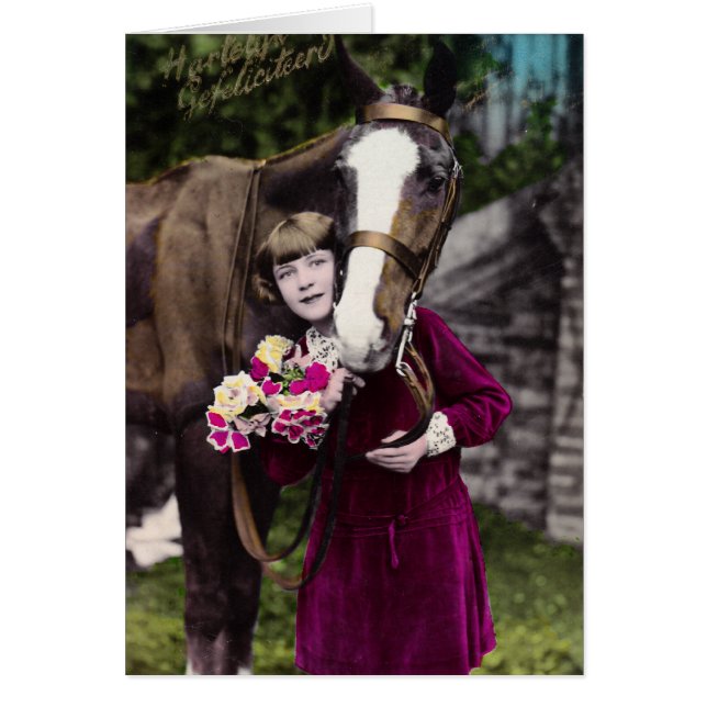 Girl with Flowers and a Chestnut Horse (Front)