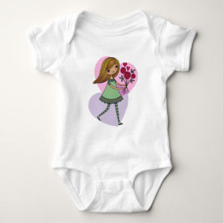 Girl With Flowers Baby Bodysuit