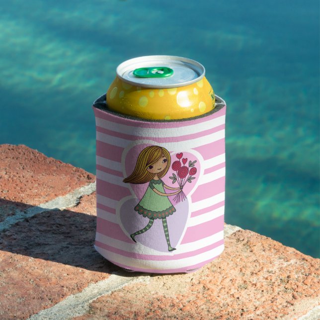 Girl With Flowers Can Cooler (In Situ Pool)