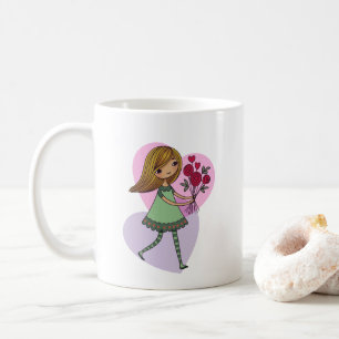 Girl With Flowers Coffee Mug