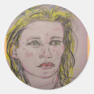 girl with flowers in her hair classic round sticker
