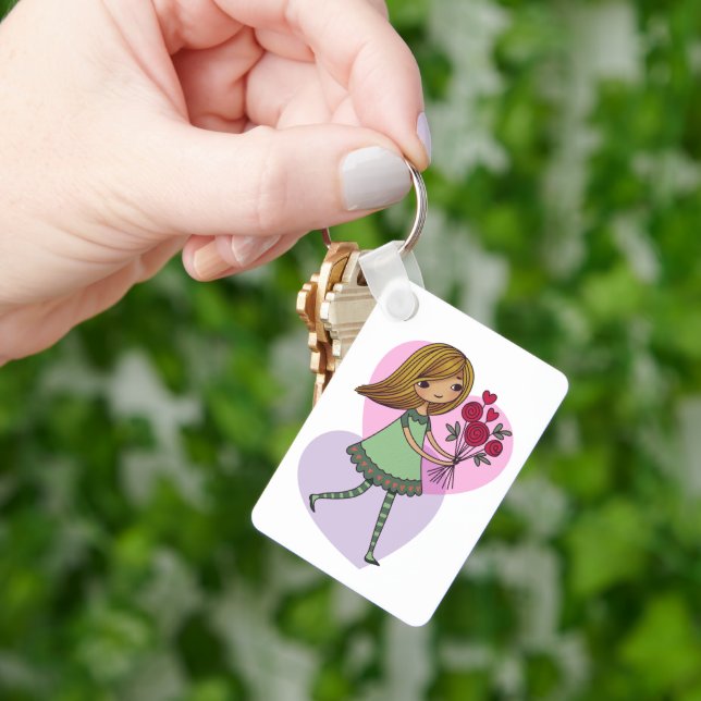 Girl With Flowers Key Ring (Hand)