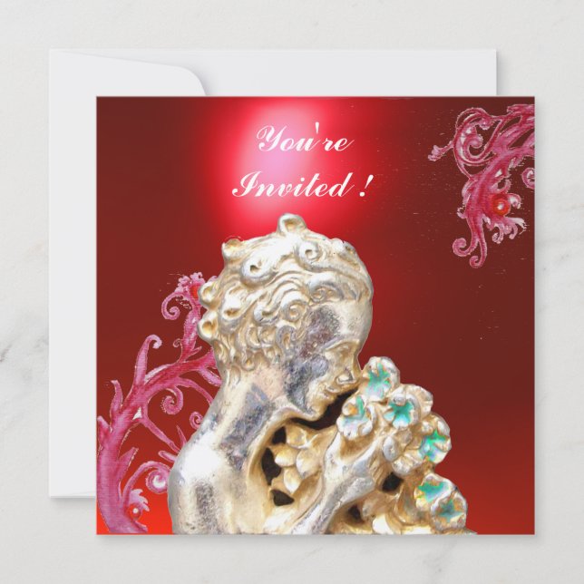 GIRL WITH FLOWERS ,Red Ruby Invitation (Front)