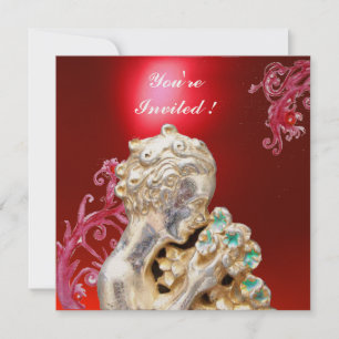 GIRL WITH FLOWERS ,Red Ruby Invitation