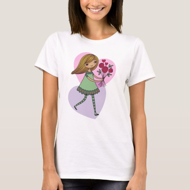 Girl With Flowers T-Shirt (Front)