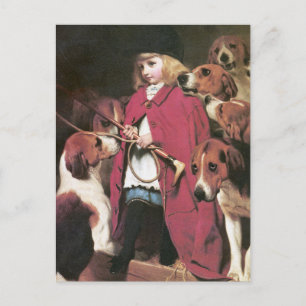 Girl with Foxhounds - Vintage Art - Charles Barber Postcard