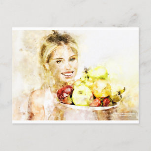 Girl with fruits  postcard