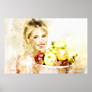 Girl with fruits poster