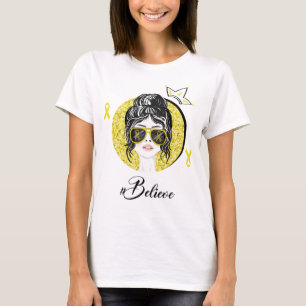 Girl with Glasses Believe Childhood Cancer T-Shirt