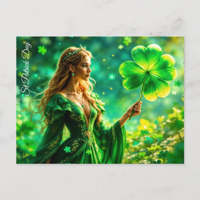 Girl with golden hair St Patrick day Irish magic Postcard (Front)