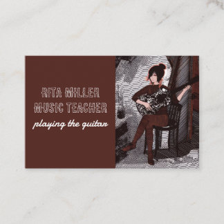 Girl with guitar business card
