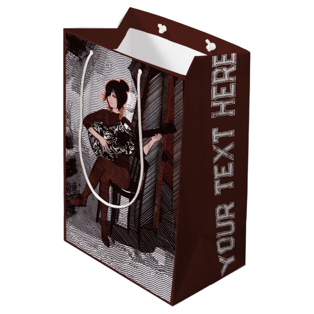Girl with guitar medium gift bag (Back Angled)