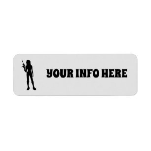 GIRL WITH GUN RETURN ADDRESS LABELS
