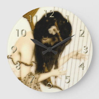 Girl with Harp Large Clock