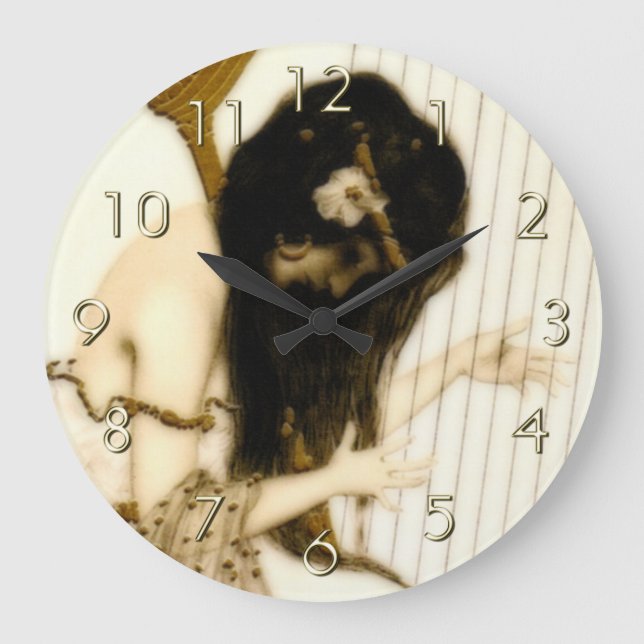 Girl with Harp Large Clock (Front)