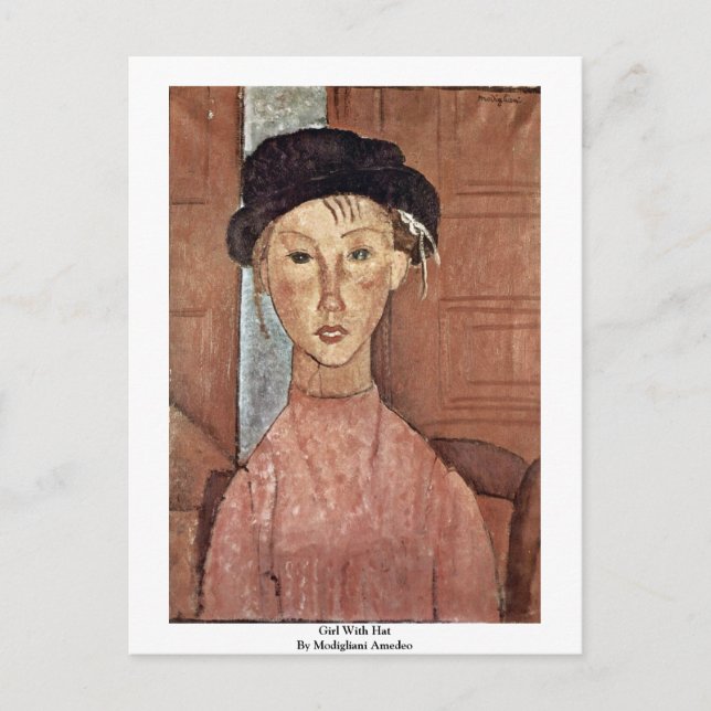 Girl With Hat By Modigliani Amedeo Postcard (Front)