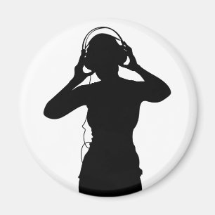 Girl with Headphones in Silhouette Magnet