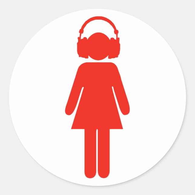 Girl with headphones sticker - red (Front)