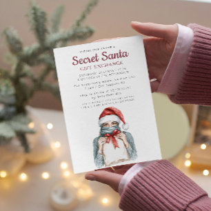 Girl with Headscarf Secret Santa Christmas Party Invitation