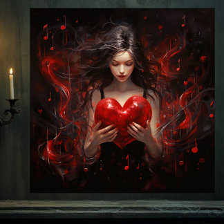 Girl with Heart Canvas Print