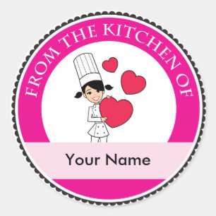 Girl with Hearts Motif - Classic Round Sticker