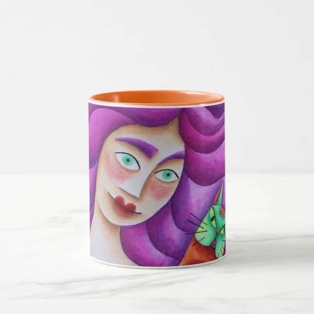 Girl with her cat mug (Center)