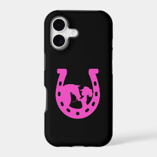 Girl with Horse and Western Hat Hot Pink Horseshoe