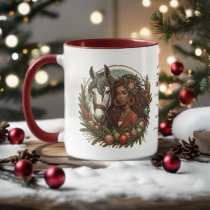 Girl With Horse And Wreath Christmas Mug