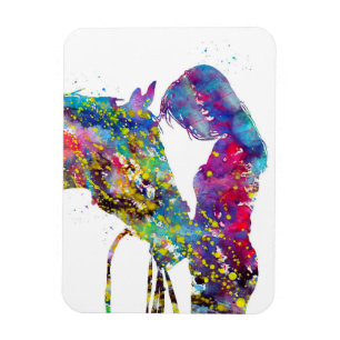 Girl With Horse Colourful Magnet