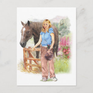 Girl with horse for communion postcard