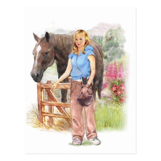 Girl with horse for communion postcard