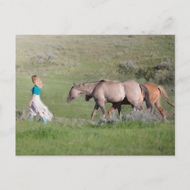 Girl with horses postcard (Front)