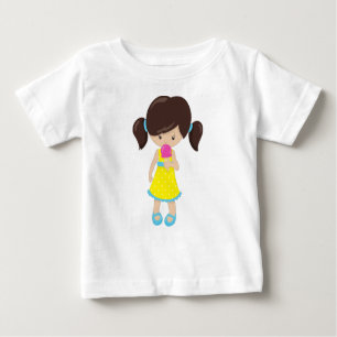Girl With Ice Cream, Cute Girl, Brown Hair Baby T-Shirt